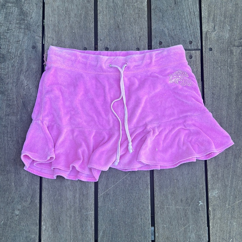 Pink velour skirt